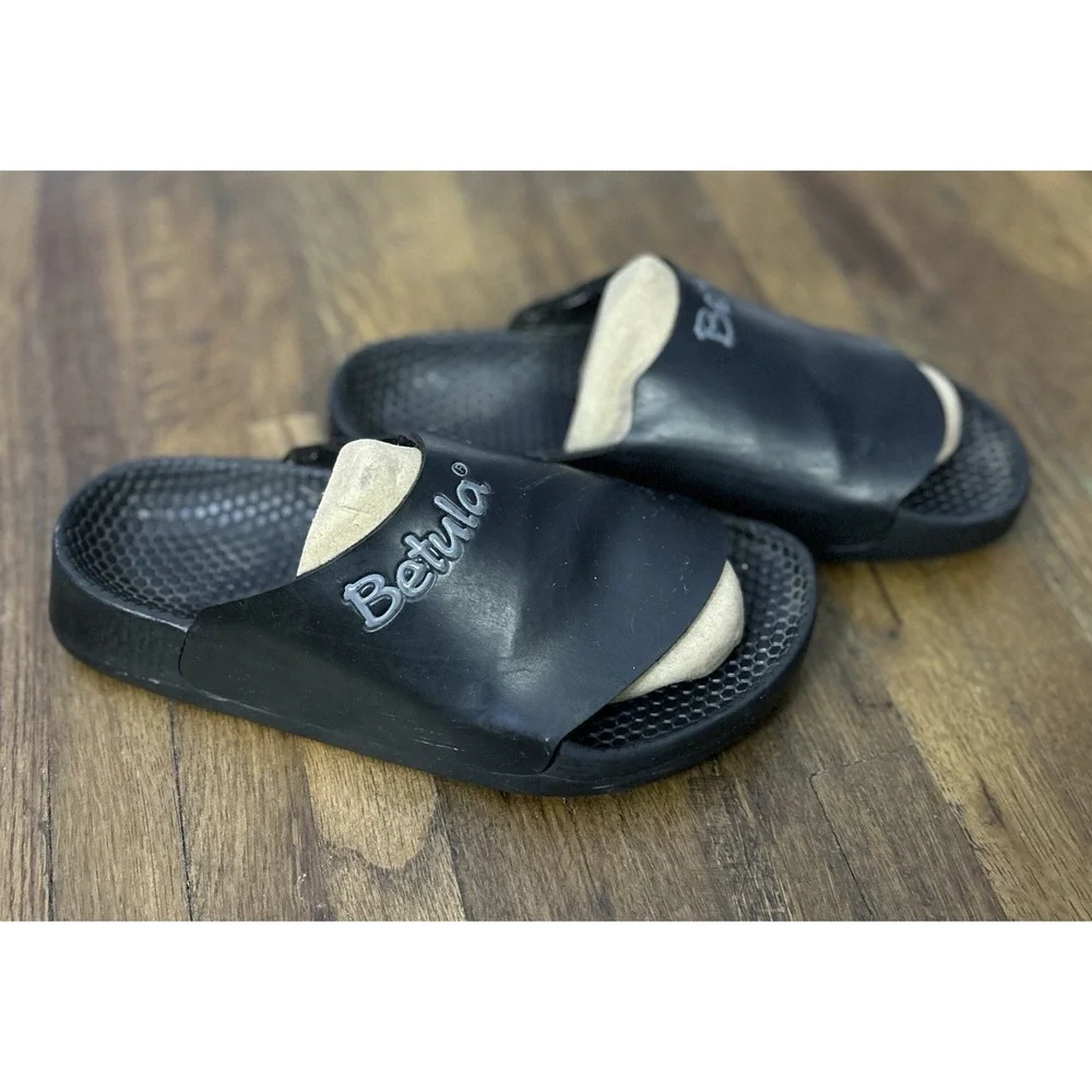 Birkenstock Betula slides feature a textured footbed Black Comfort Slip On Beach